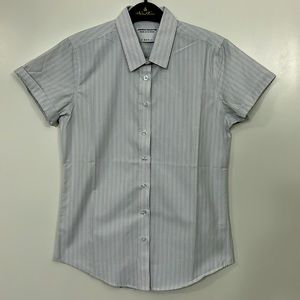Androgynous Fox Stripped Short Sleeve Button Up